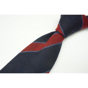 Cesare Attolini Midnight Blue Cherry Red Striped Cashmere Blend Tie BRAND NEW
